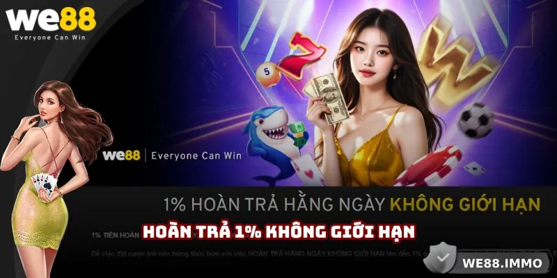 Hoàn trả 1% không giới hạn với mọi sảnh không giới hạn